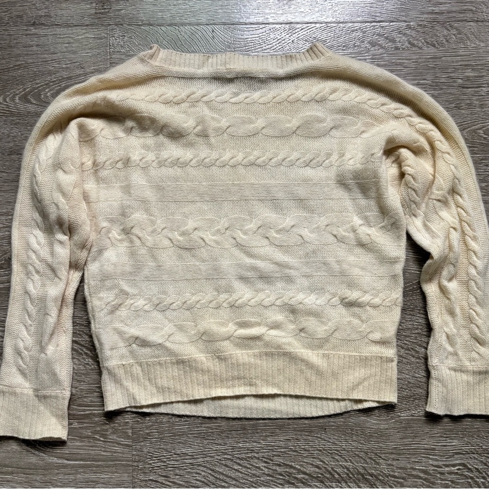 CHARTER CLUB 100% 2-Ply Cashmere Ivory Cabled Sweater, Size: M - Picture 8 of 8